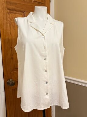 Wynne Layer Sleeveless Button-Down Collared Off White Top Sz.L